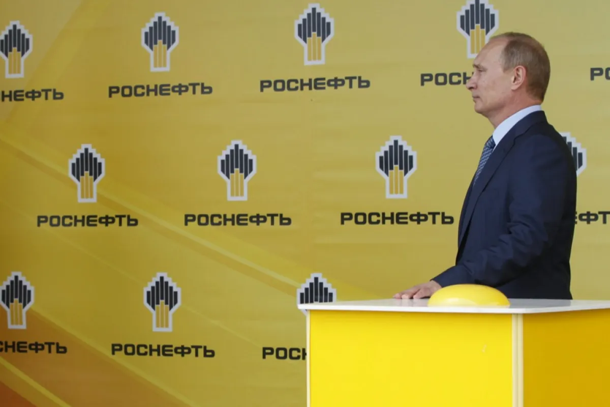 Russian President Vladimir Putin attends the opening of Rosneft Tuapse Refinery's deepwater quay