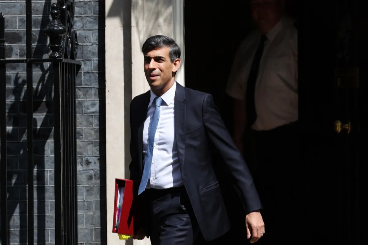 British Prime Minister Rishi Sunak departs for Prime Minister's Questions in London