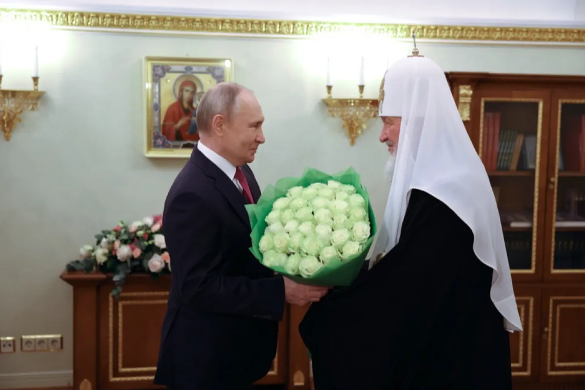 Russian President Vladimir Putin meets with Patriarch Kirill of Moscow