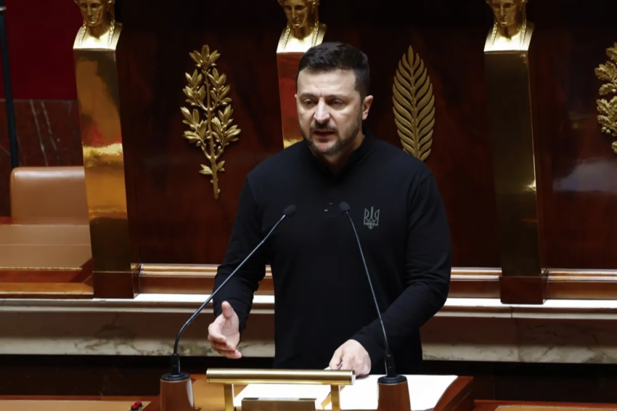 Ukrainian President Zelensky addresses the French National Assembly