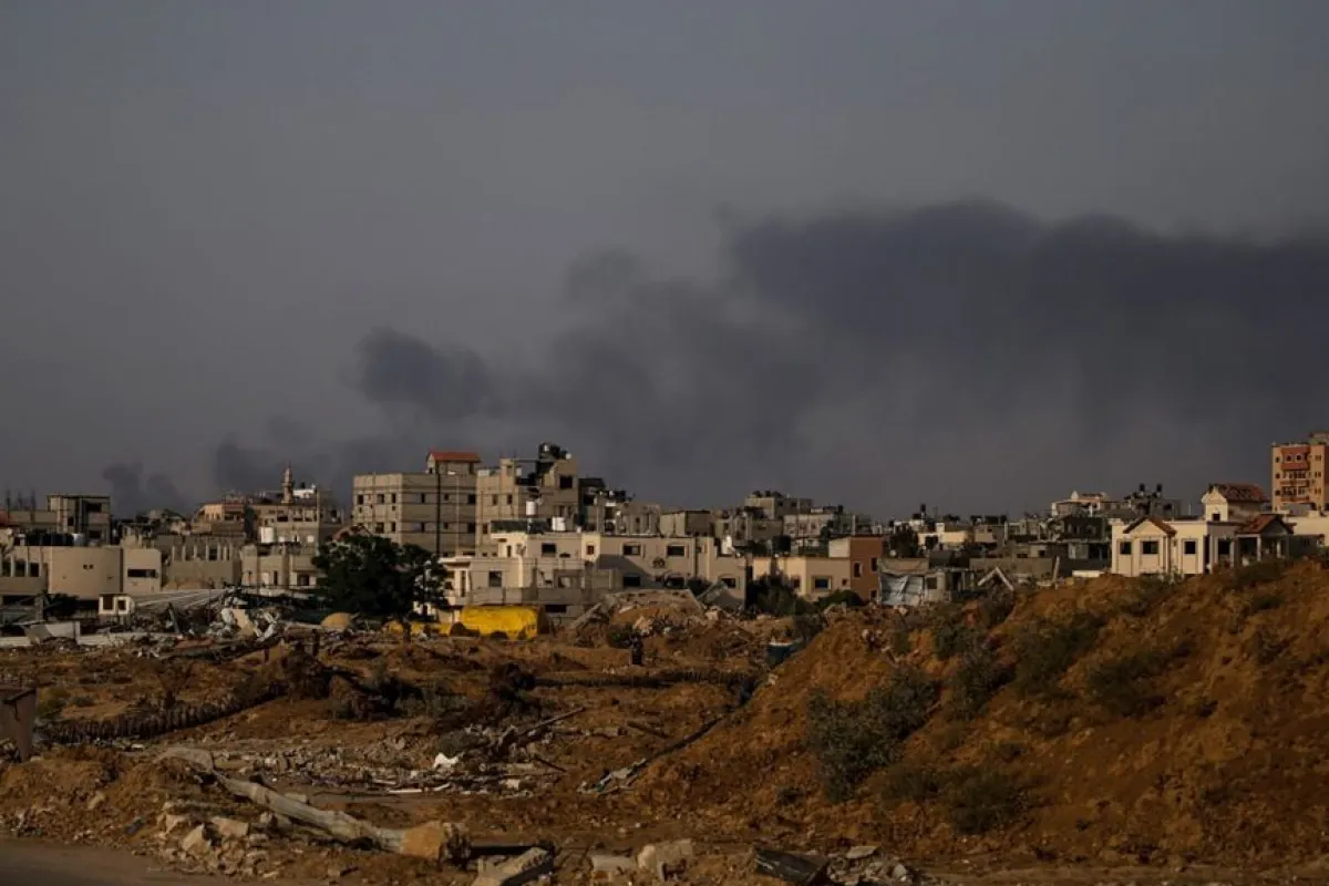 Smoke rises following an Israeli air strike in the Gaza Strip