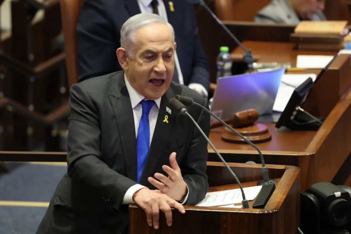 Israeli Prime Minister Netanyahu addresses the Knesset