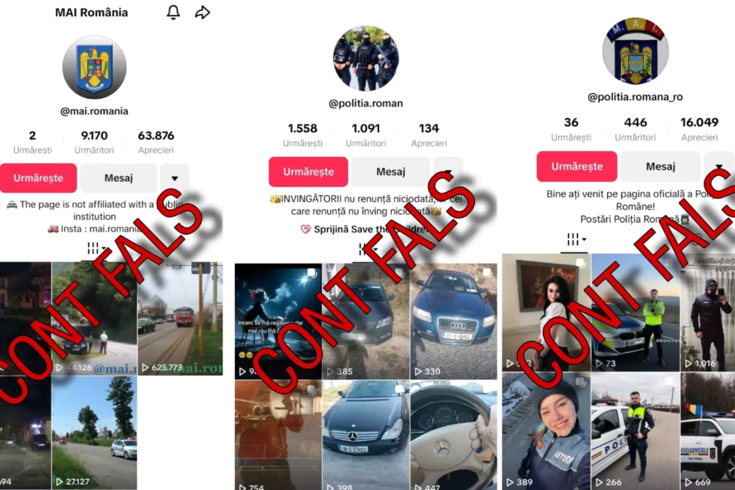Conturi false de TikTok pretind a fi ale unor structuri din MAI