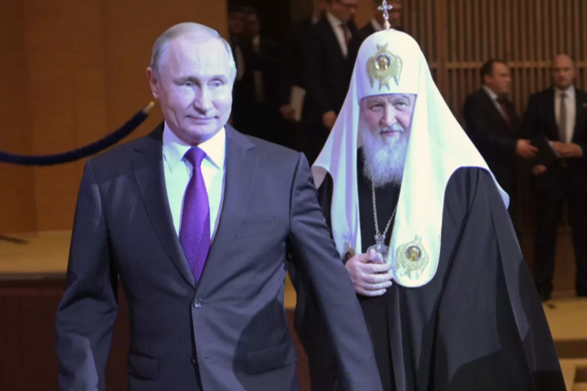 Președintele Rusiei Vladimir Putin și Patriarhul Kiril al Moscovei și al Întregii Rusii  participă la o ceremonie de marcare a celei de-a 10-a aniversări a întronării Patriarhului Kiril al Moscovei și al Întregii Rusii, la Kremlin, Moscova , Rusia, 31 ianuarie 2019.