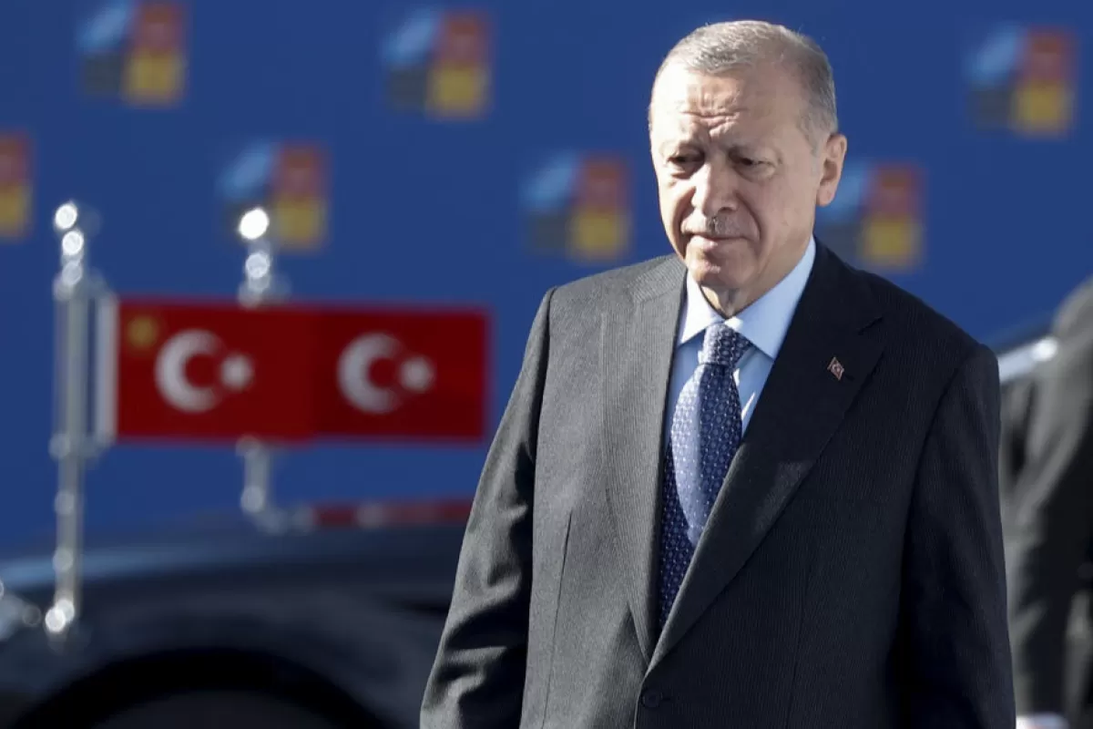Președintele turc Recep Tayyip Erdogan sosește pentru a participa la a doua și ultima zi a summitului NATO la Centrul de Convenții IFEMA, la Madrid, Spania, 30 iunie 2022.