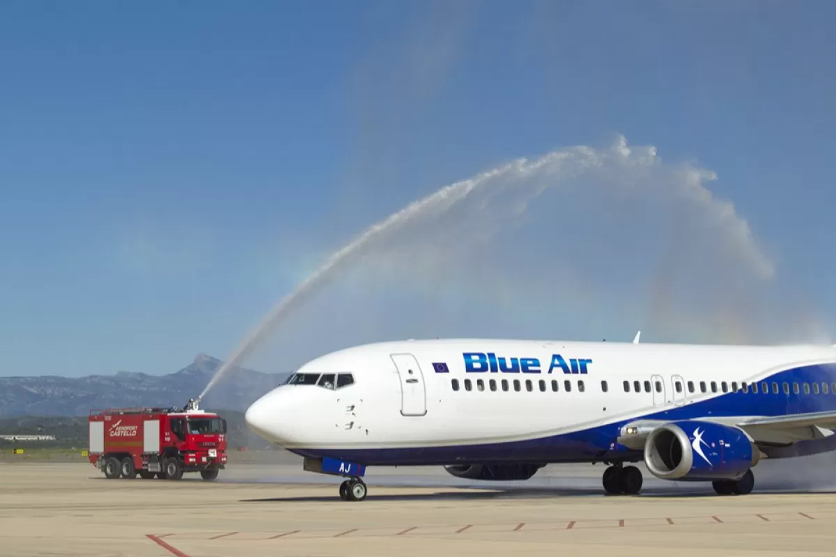 First flight of Romanian airline Blue Air arrives at Castellon airport in Valencia