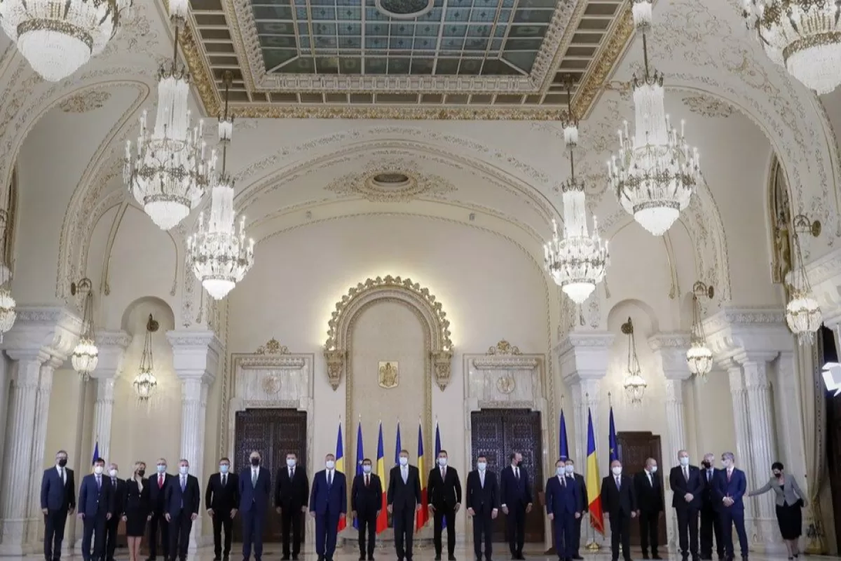 Romanian new Prime Minister Nicoale Ciuca during swearing in ceremony at Presidential Palace
