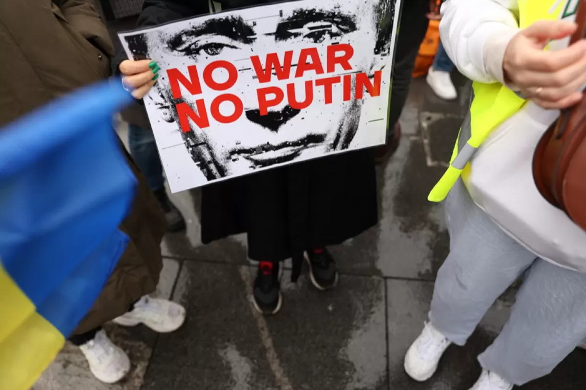 Anti-war protest organized by the Russian Democratic Society in Serbia