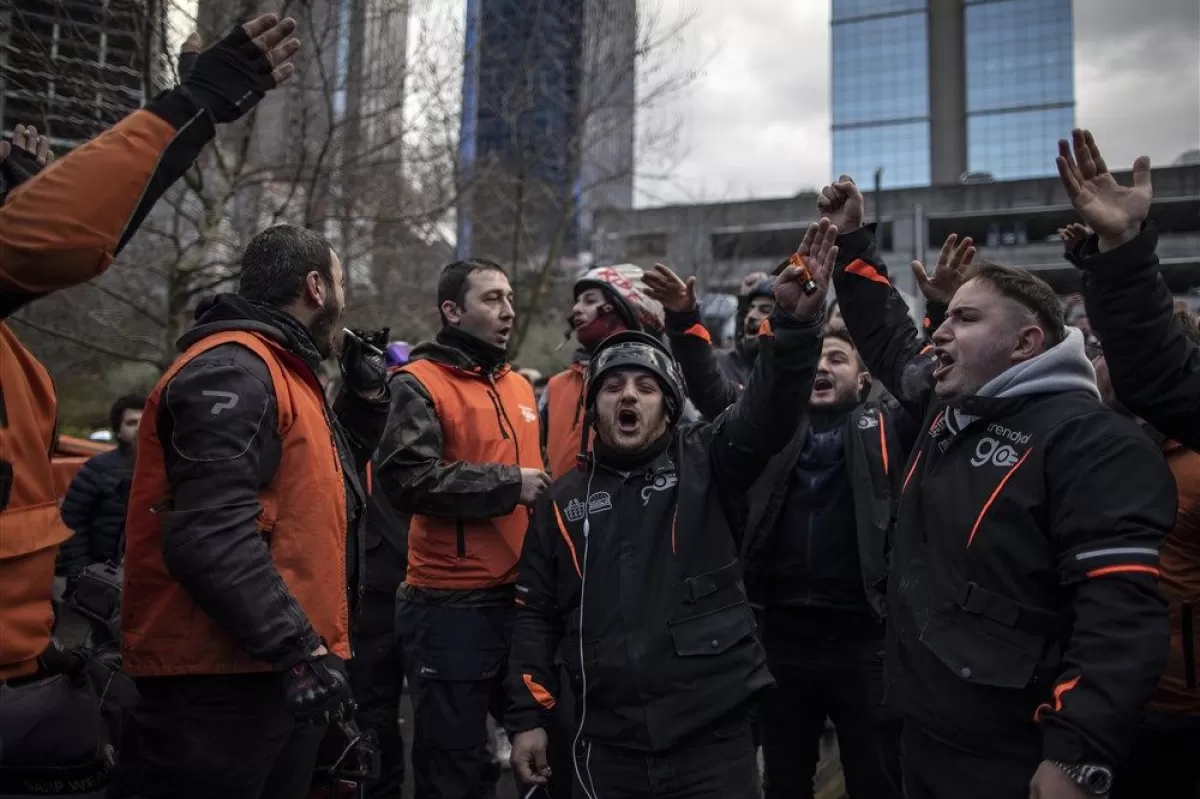 Trendyol Go couriers strike in Istanbul