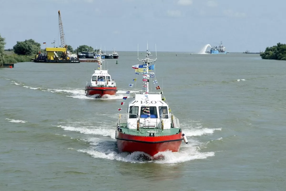 Boats go along the canal which links the Ukraine's sector of the ecologically sensitive Danube river delta to the Black Sea in the Ukraine's southern Odessa region