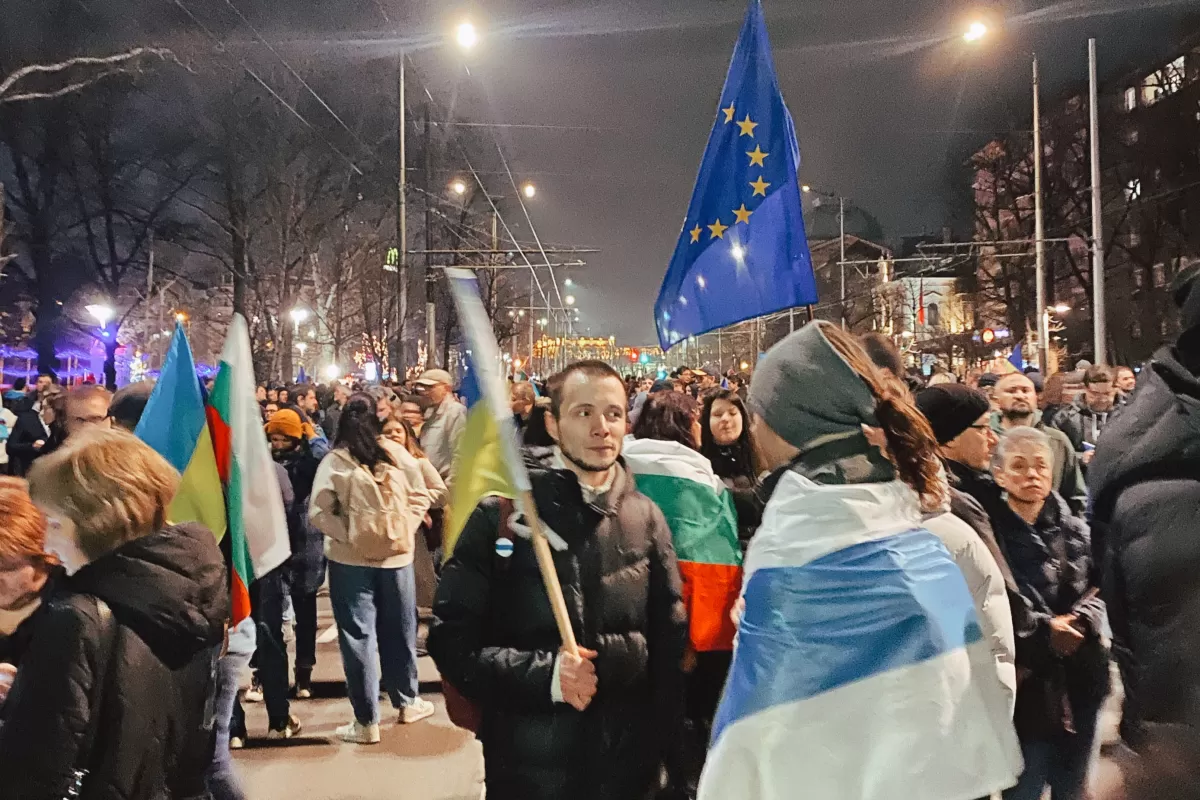 Pro-Ukraine protest, Sofia, 24 February 2023.