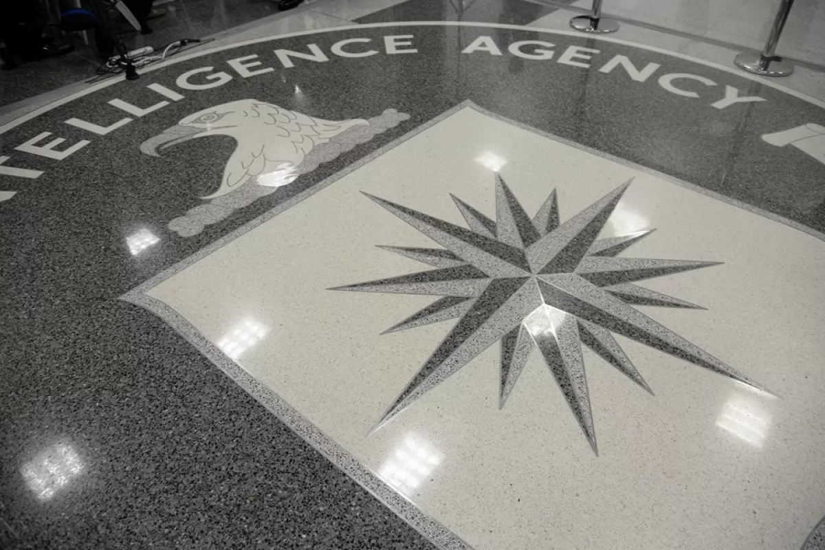 Sigiliul CIA este văzut în timpul unei vizite a președintelui american Donald J. Trump la sediul CIA, în Langley, Virginia, SUA, 21 ianuarie 2017.