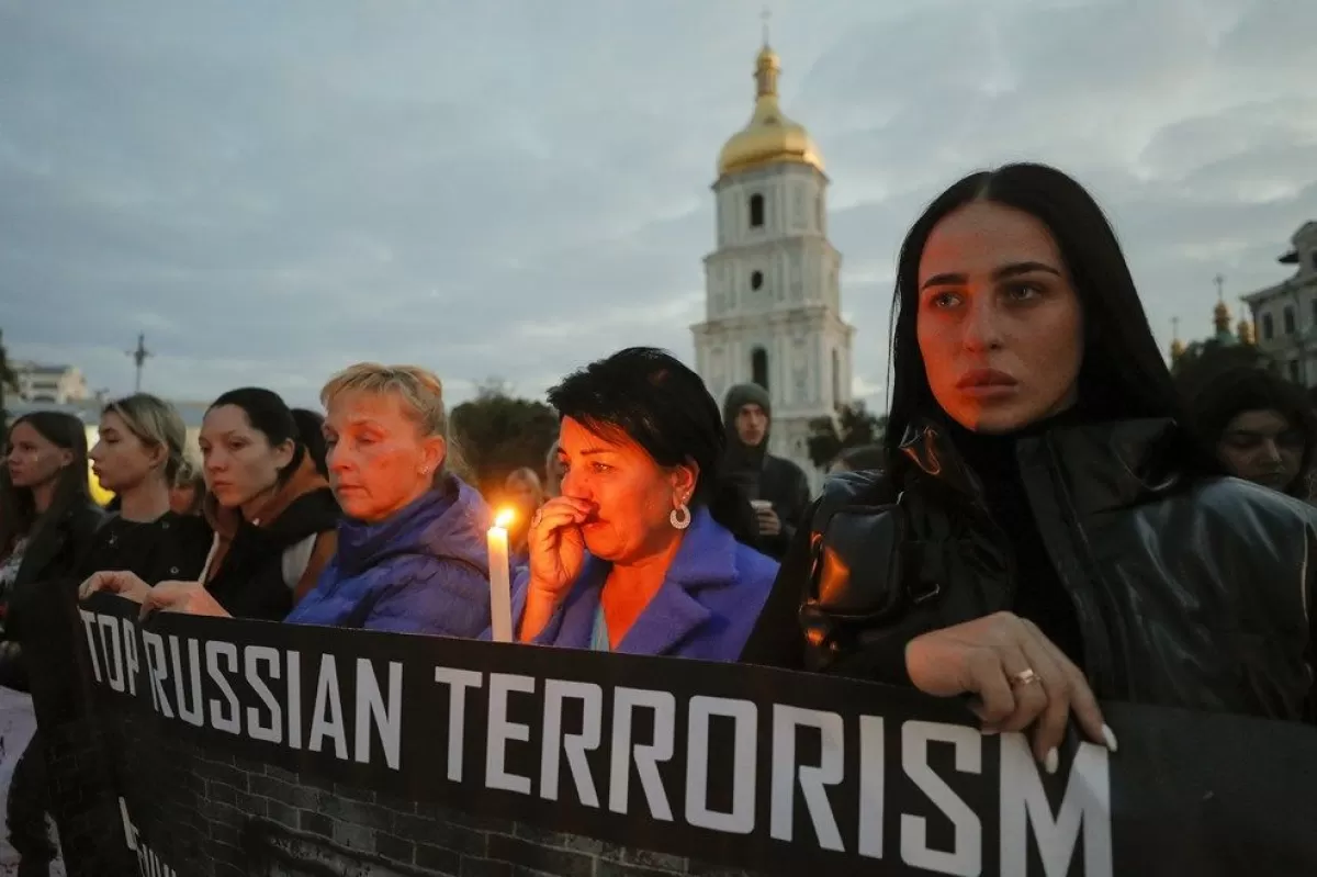 Rally in Kyiv in memory of the Ukrainian prisoners of war killed in the Olenivka detention center blast in July