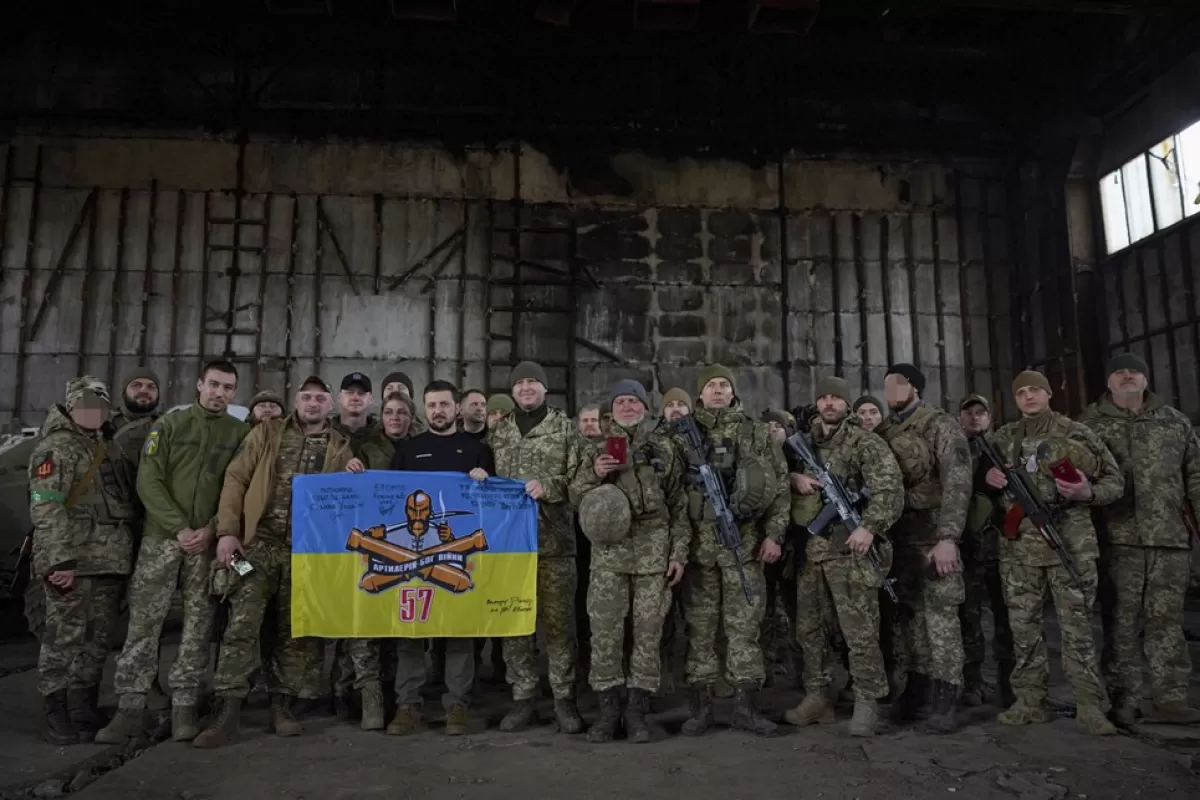 Ukraine's President Zelensky visits troops near the Donetsk frontline