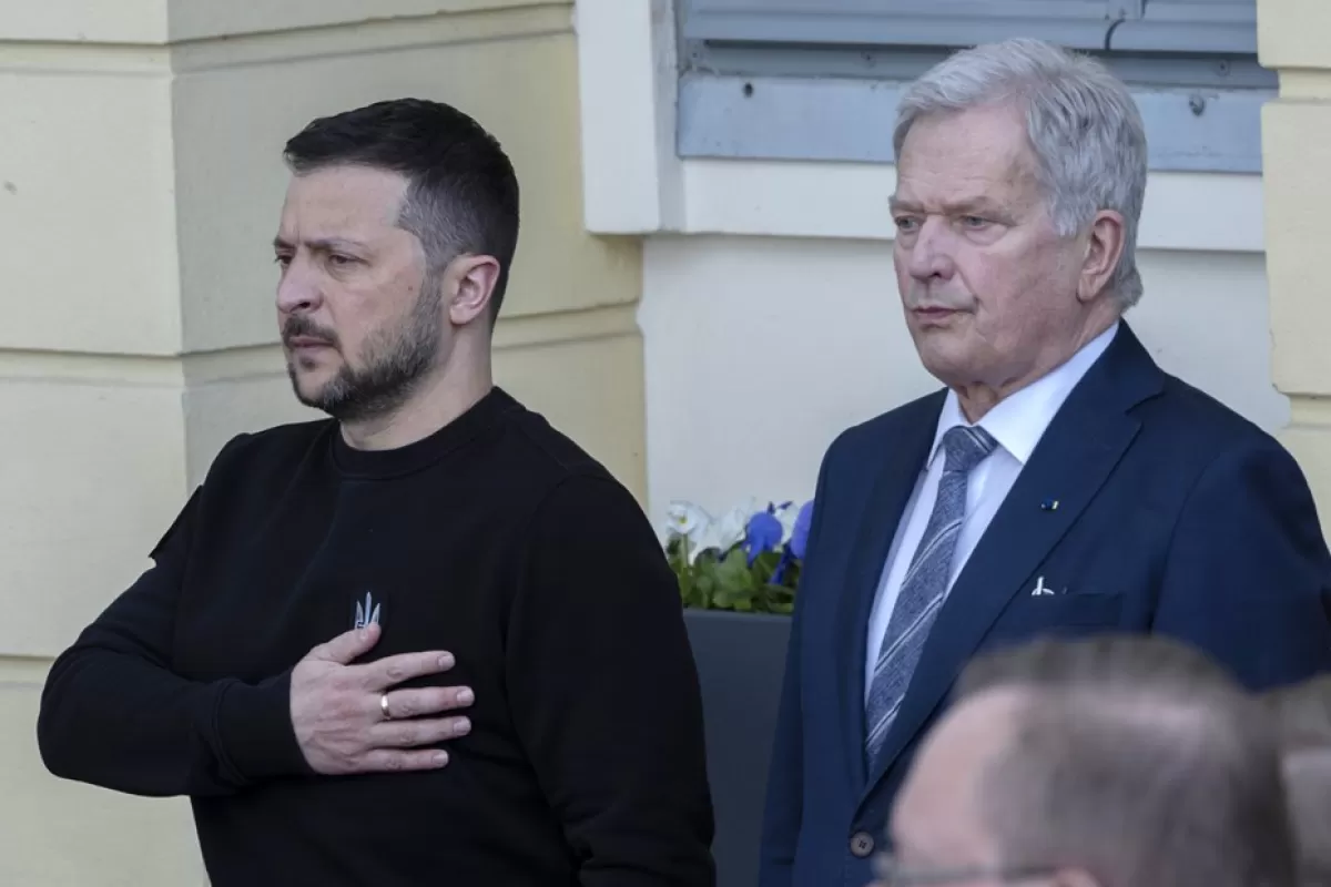 Finland´s President Sauli Niinisto meets Volodymyr Zelensky President of Ukraine in Finland