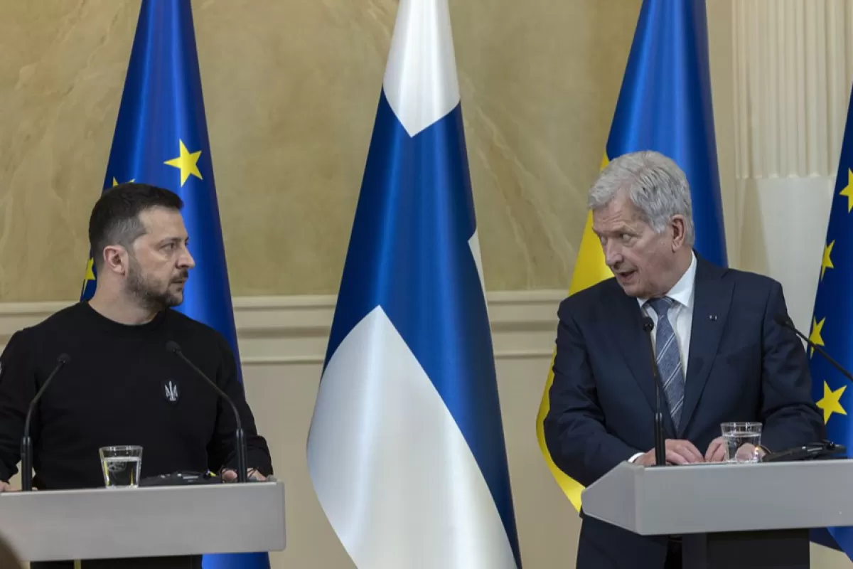 Finland´s President Sauli Niinisto meets Volodymyr Zelensky President of Ukraine in Finland