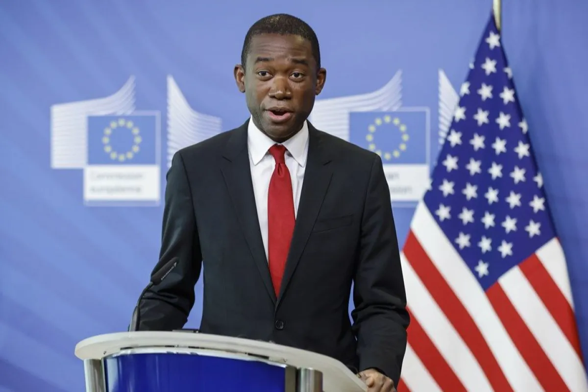 EU Commissioner McGuinness and U.S. Deputy Secretary of the Treasury Adeyemo give a joint news conference in Brussels