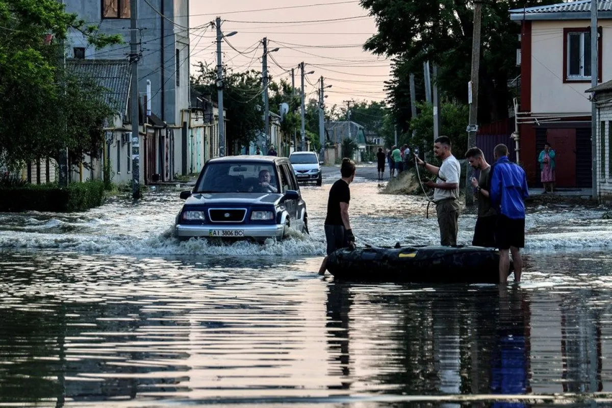 Parts of Kherson are flooded after the Nova Kakhovka dam destruction