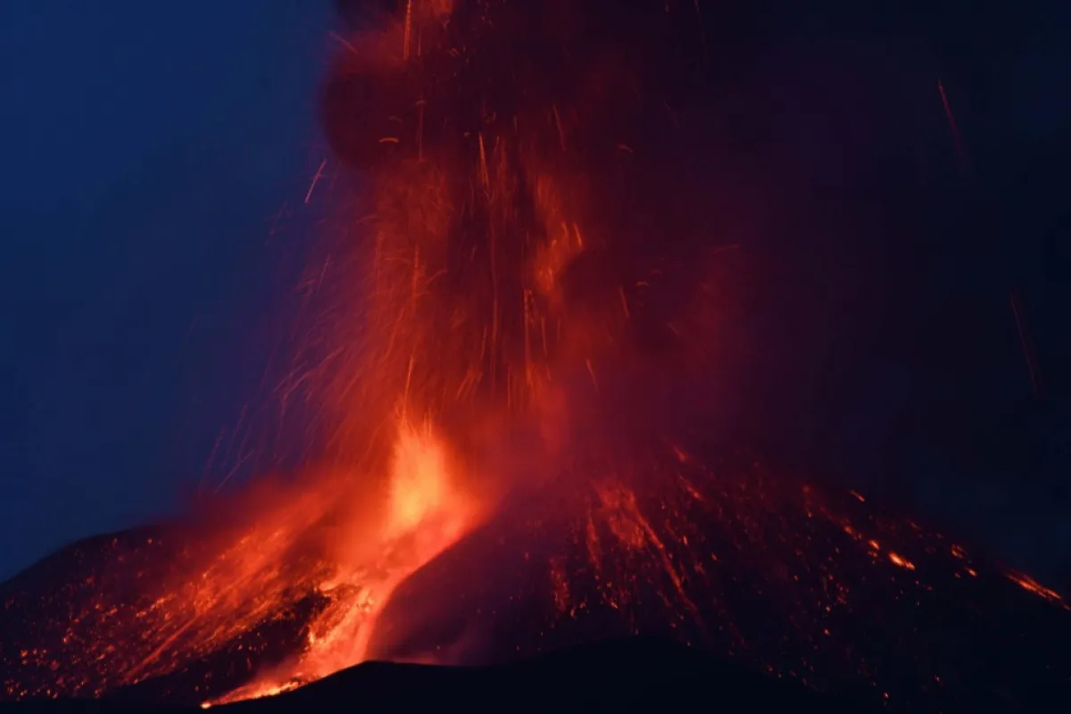 Etna volcanic eruption in Italy