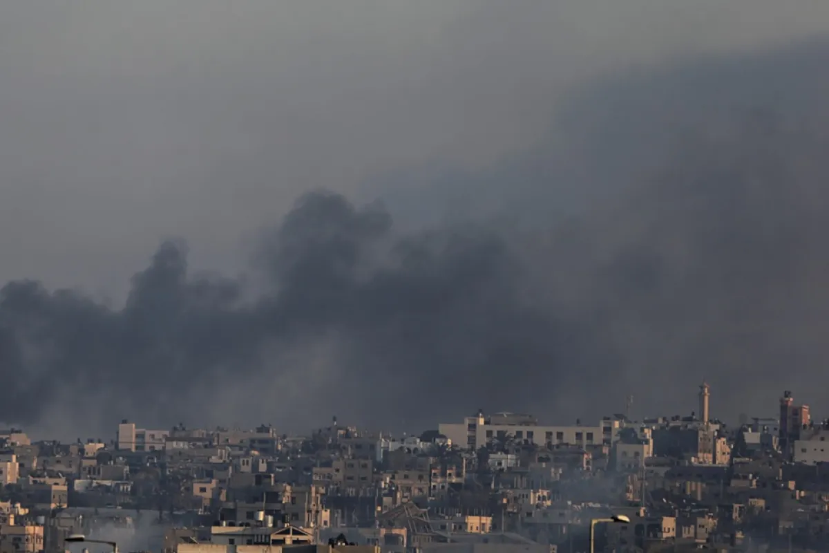 Smoke rises following Israeli air strikes in southern Gaza Strip