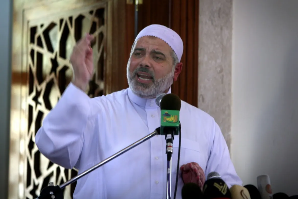 Senior Hamas leader Ismail Haniyeh after Friday prayers