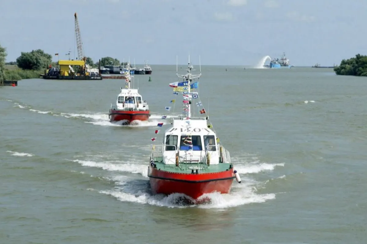 Boats go along the canal which links the Ukraine's sector of the ecologically sensitive Danube river delta to the Black Sea in the Ukraine's southern Odessa region