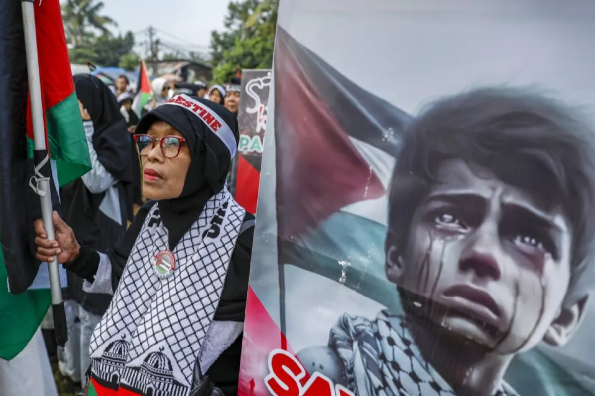 Rally in solidarity with Palestinian people in Depok