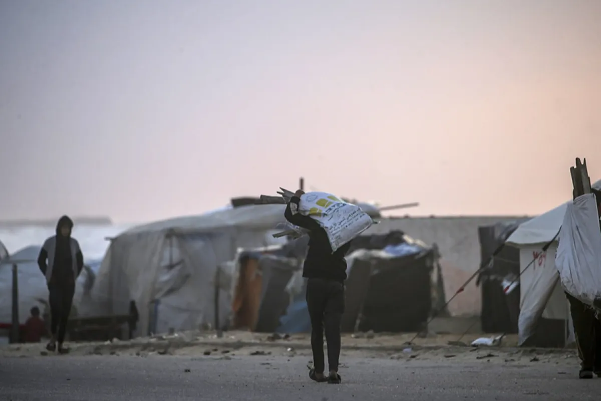 Internally displaced Palestinians in Deir Al Balah, southern Gaza