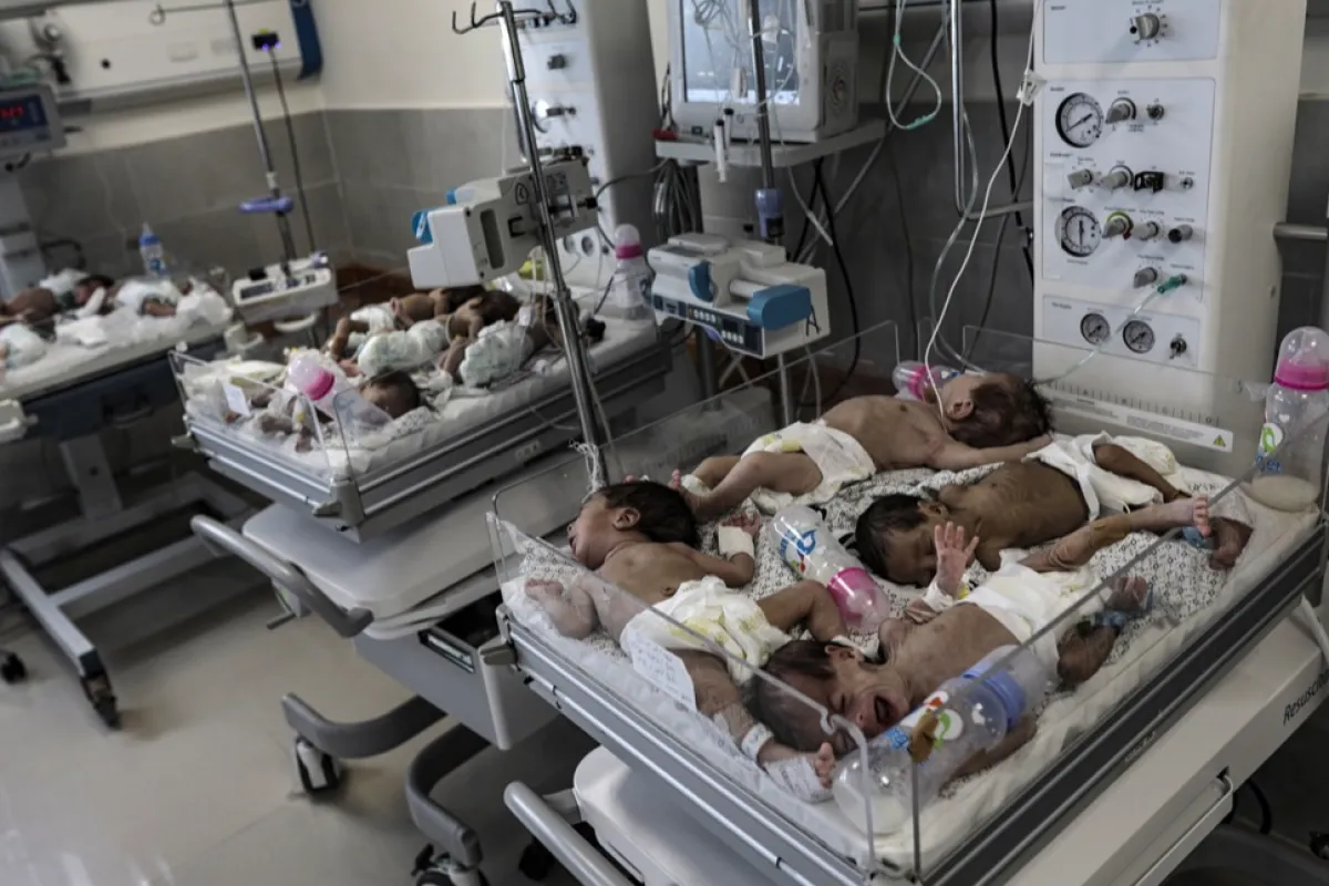 Newborns evacuated from Gaza hospital prepare to be transferred to Egypt