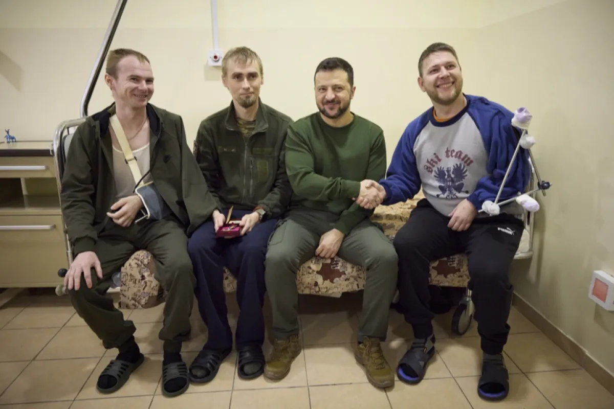 Ukrainian President Volodymyr Zelensky visiting the 117th Separate Territorial Defense Brigade in Sumy region